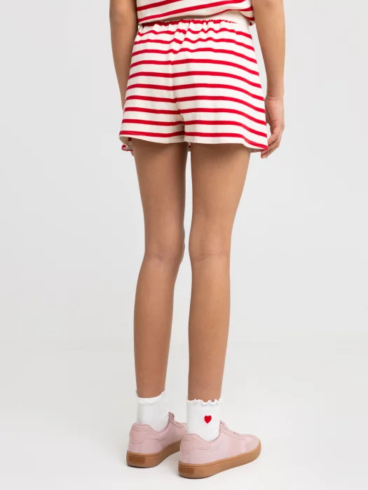 Szorty dziewczęce w paski czerwono-beżowe Marunash 603