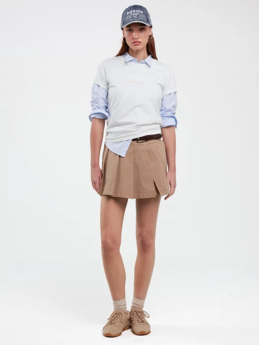 Spódnico-szorty damskie plisowane beżowe Brindi 801