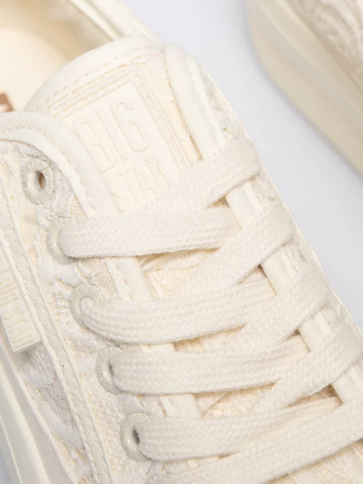 Trampki damskie z koronką beżowe RR274746 801