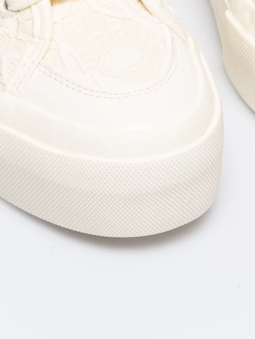 Trampki damskie z koronką beżowe RR274746 801