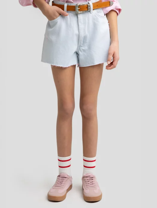 Szorty dziewczęce jeansowe luźne jasnoniebieskie Sally 142