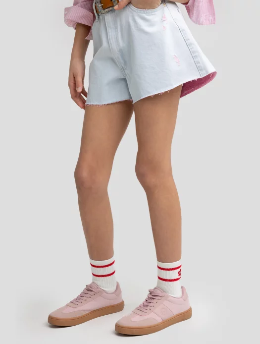 Szorty dziewczęce jeansowe luźne jasnoniebieskie Sally 142