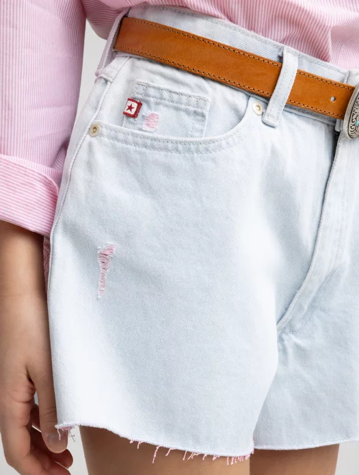 Szorty dziewczęce jeansowe luźne jasnoniebieskie Sally 142