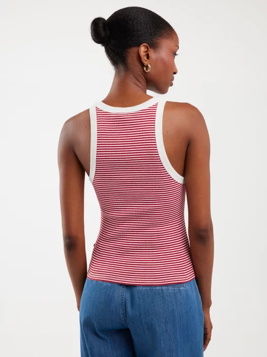 Koszulka damska slim na ramiączkach w prążek biało-czerwona Livia 603