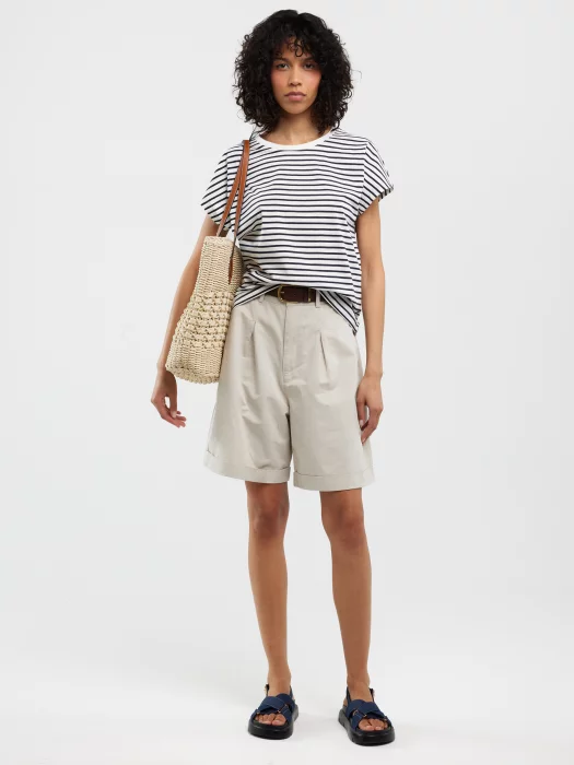 Koszulka damska w paski biało-granatowa Aleksa 403