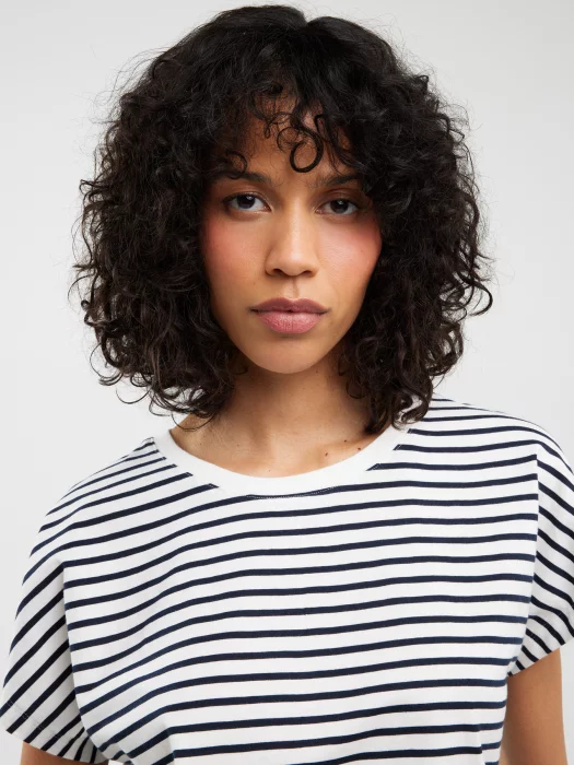 Koszulka damska w paski biało-granatowa Aleksa 403