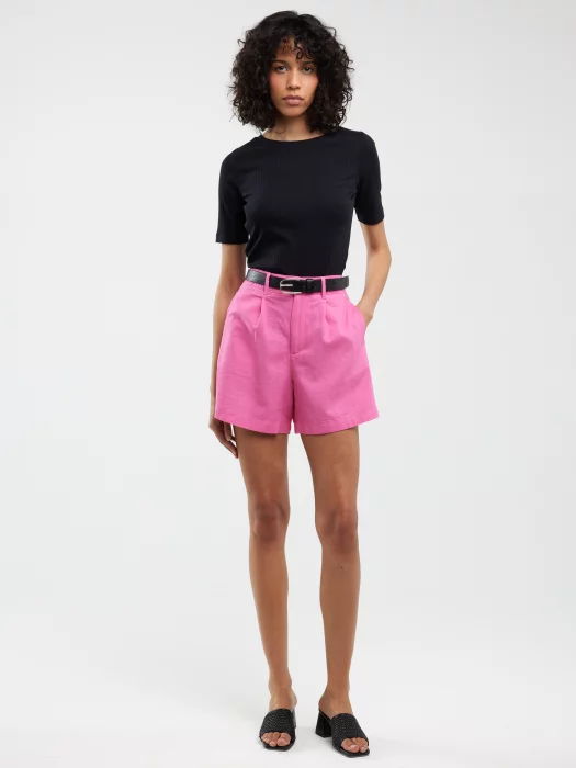 Szorty damskie lniane różowe Kaley 602