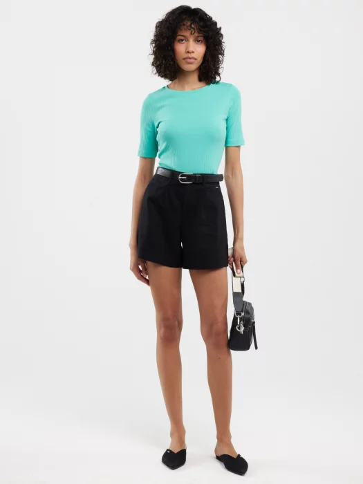 Szorty damskie lniane czarne Kaley 906