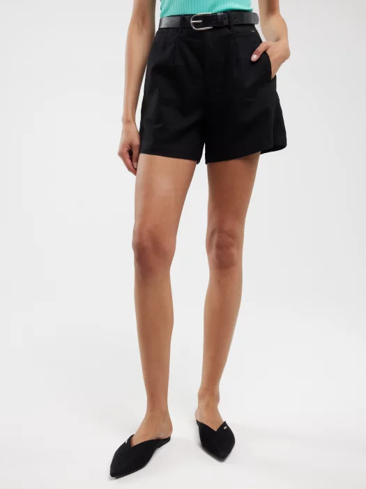 Szorty damskie lniane czarne Kaley 906