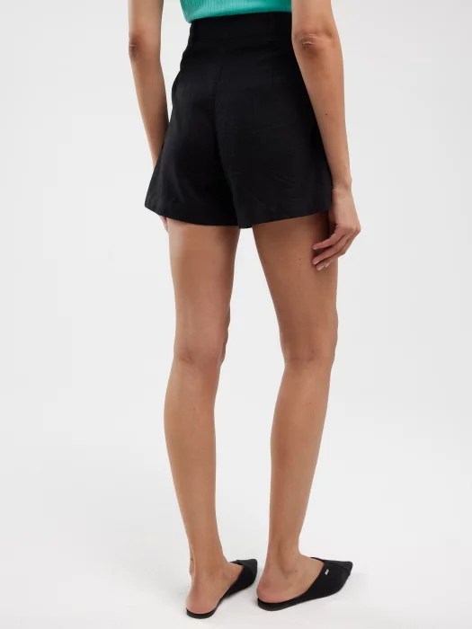 Szorty damskie lniane czarne Kaley 906