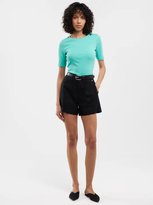 Szorty damskie lniane czarne Kaley 906