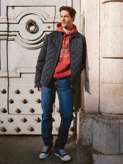 Bluza męska z kapturem z nadrukiem ceglasta Herity 704