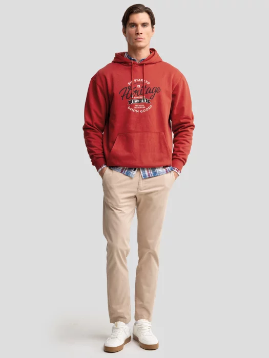 Bluza męska z kapturem z nadrukiem ceglasta Herity 704