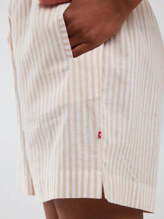 Szorty damskie lniane w prążek beżowe Endasi 805