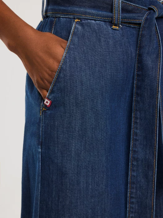 Jeansy damskie wide z paskiem granatowe Julii 550