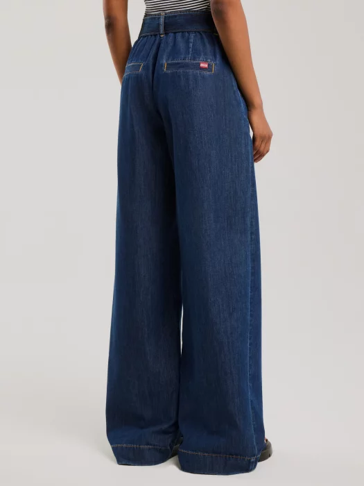 Jeansy damskie wide z paskiem granatowe Julii 550