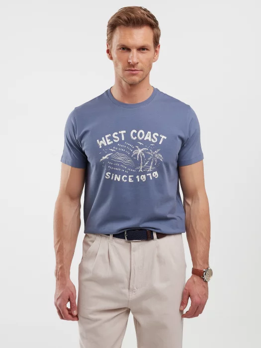 Koszulka męska z nadrukiem niebieska Reddrez 402