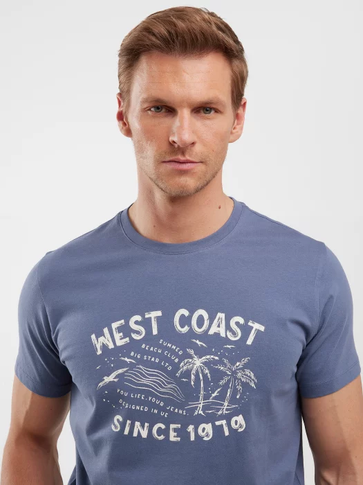 Koszulka męska z nadrukiem niebieska Reddrez 402