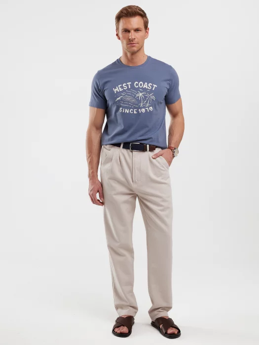 Koszulka męska z nadrukiem niebieska Reddrez 402