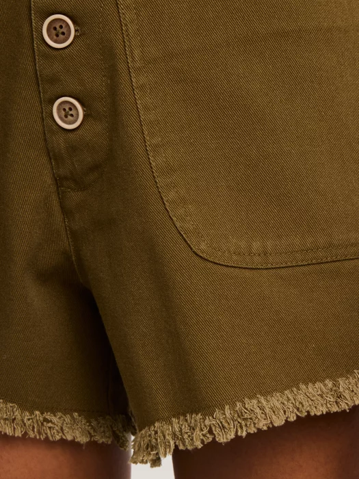 Szorty damskie z surowym wykończeniem khaki Gusti 303