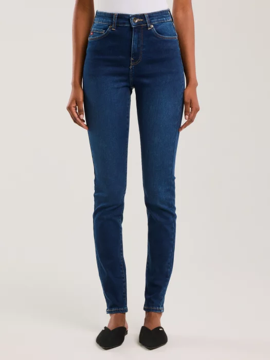 Jeansy damskie skinny z wysokim stanem niebieskie Clara 358