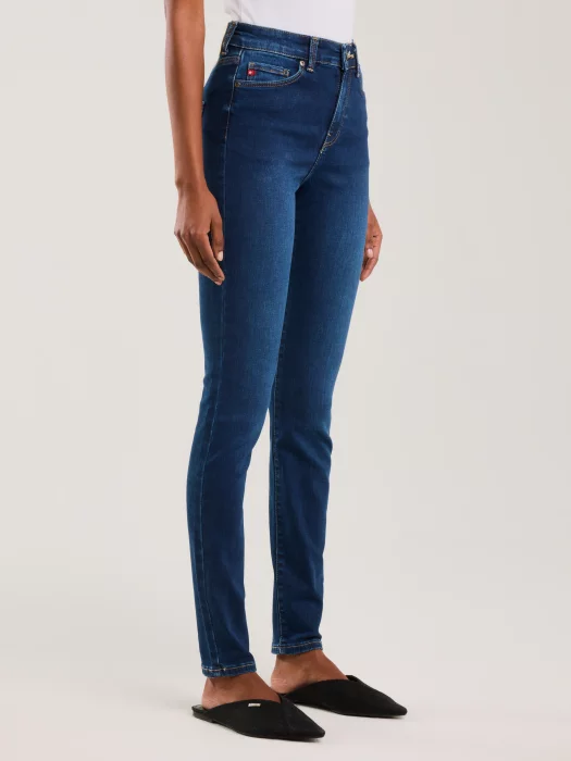 Jeansy damskie skinny z wysokim stanem niebieskie Clara 358