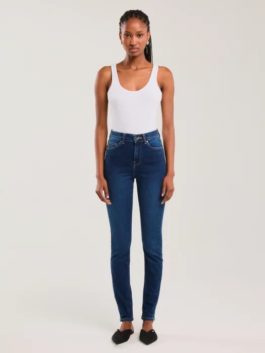 Jeansy damskie skinny z wysokim stanem niebieskie Clara 358