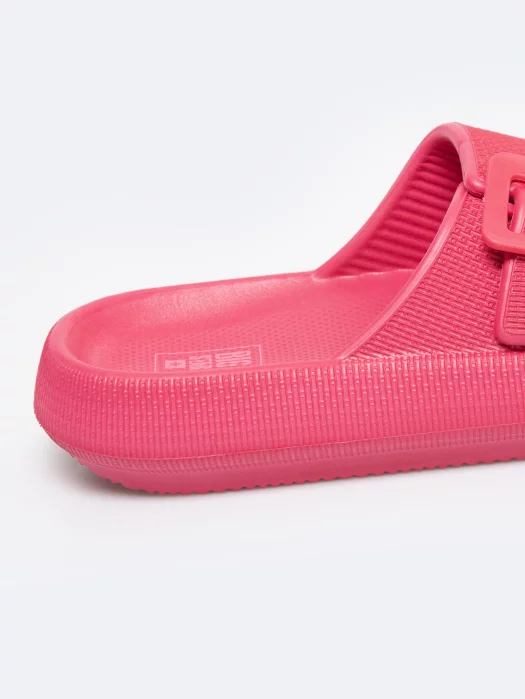 Klapki damskie z ozdobną klamrą różowe RR274A583 602