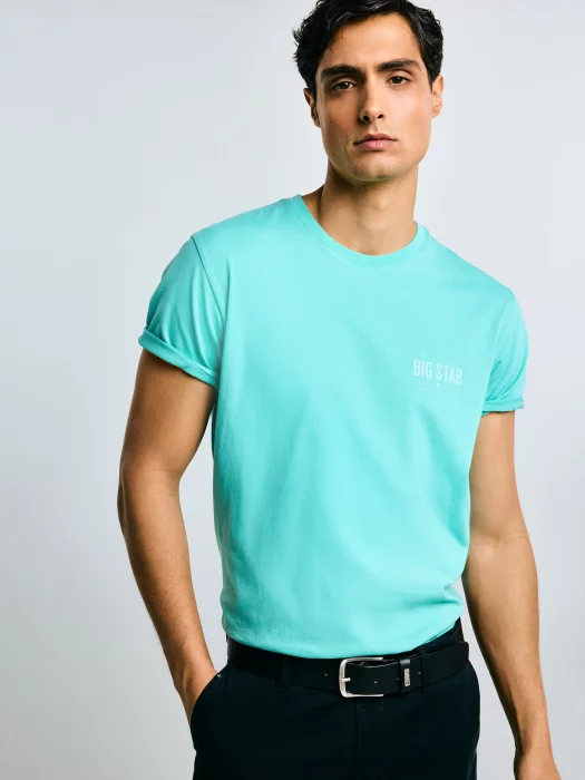 Koszulka męska z krótkim rękawem z logo BIG STAR turkusowa Brunomi 302