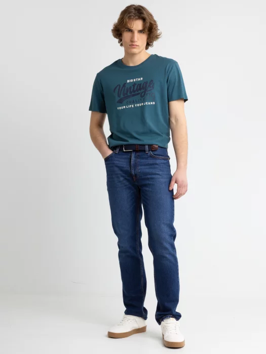 Koszulka męska oversize z nadrukiem na piersi zielona Gralis 304