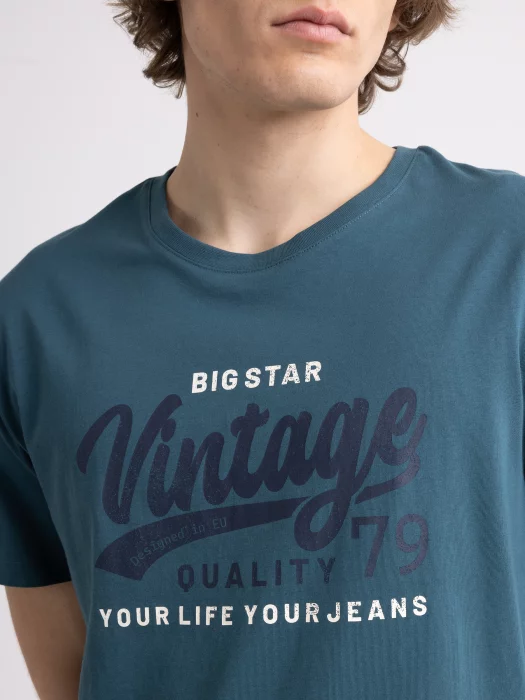 Koszulka męska oversize z nadrukiem na piersi zielona Gralis 304