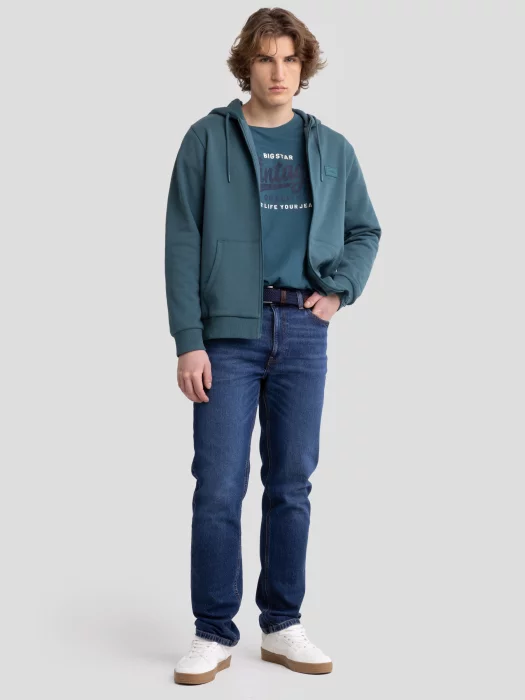 Koszulka męska oversize z nadrukiem na piersi zielona Gralis 304