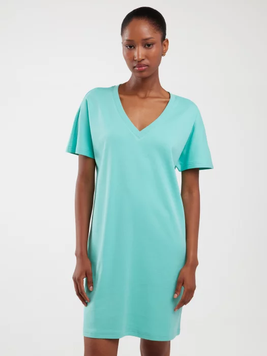 Sukienka damska bawełniana z krótkim rękawem turkusowa Zorkaya 302