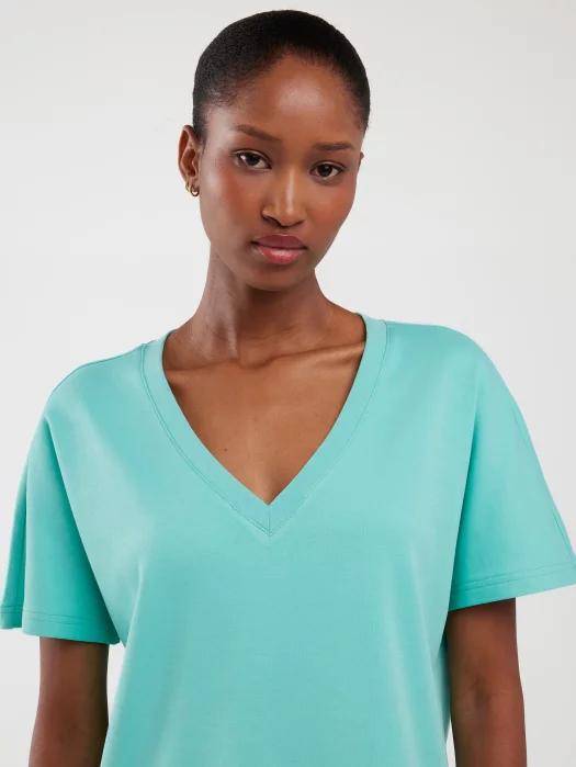 Sukienka damska bawełniana z krótkim rękawem turkusowa Zorkaya 302