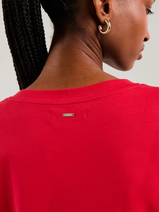 Sukienka damska bawełniana z krótkim rękawem czerwona Zorkaya 603