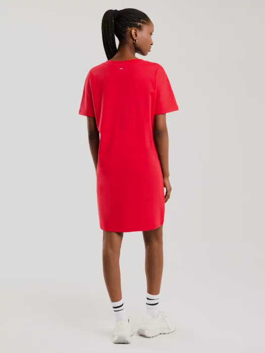 Sukienka damska bawełniana z krótkim rękawem czerwona Zorkaya 603
