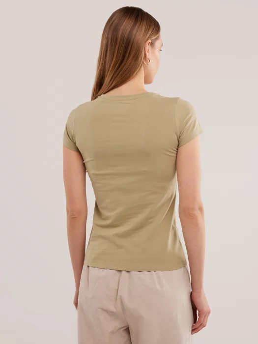 Koszulka damska slim z niewielkim logo zielona Irsera 300