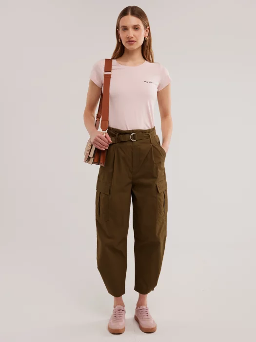 Koszulka damska slim z niewielkim logo różowa Irsera 600