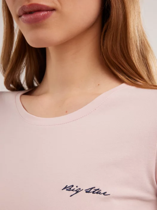 Koszulka damska slim z niewielkim logo różowa Irsera 600