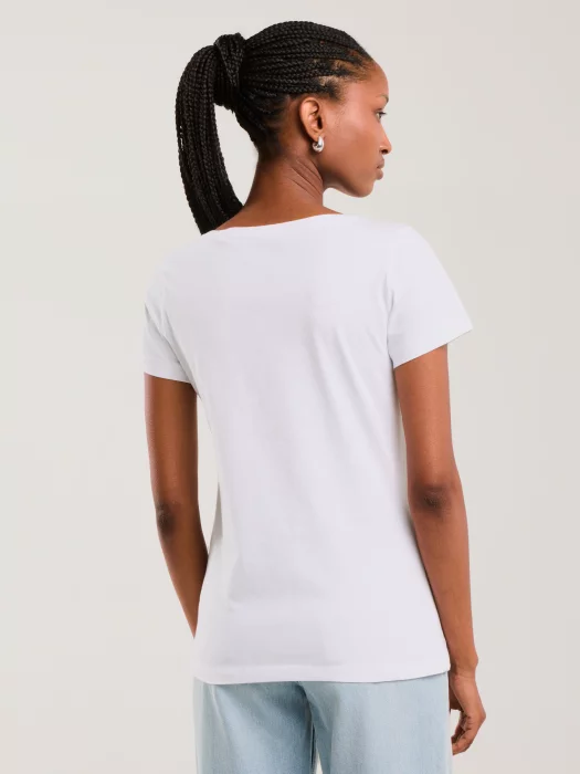 Koszulka damska o klasycznym kroju biała Brunona 101