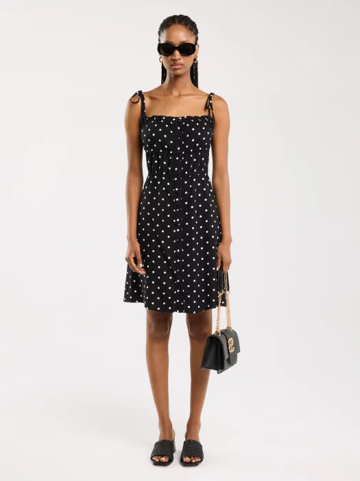 Sukienka damska mini z wiskozy w kropki czarna Casie 906