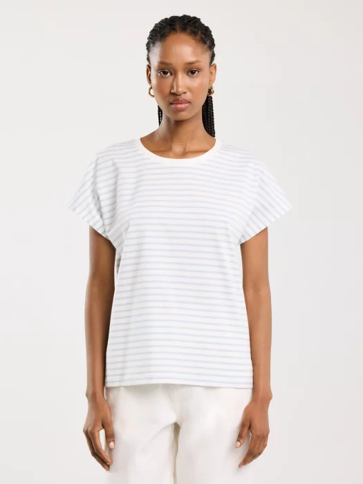 Koszulka damska w paski biało-niebieska Aleksa 400