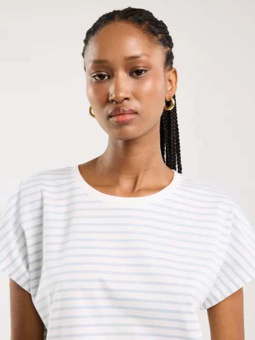 Koszulka damska w paski biało-niebieska Aleksa 400