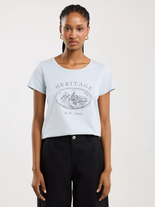 Koszulka damska z nadrukiem błękitna Alota 400