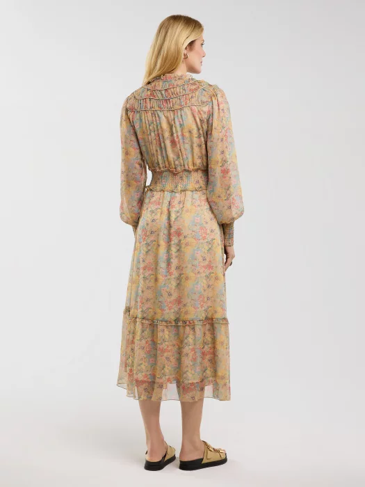 Sukienka damska midi szyfonowa z motywem kwiatowym Adare 300