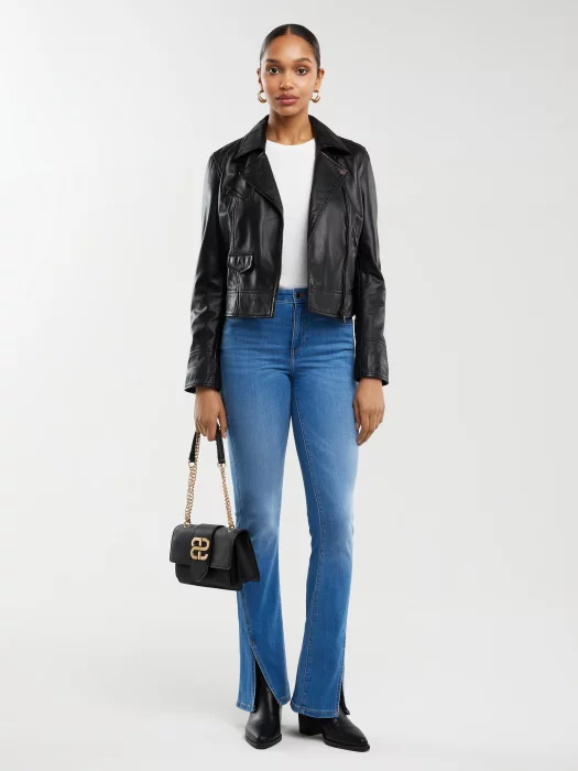 Jeansy damskie bootcut z rozcięciami niebieskie Blake 402