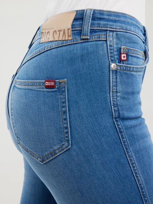 Jeansy damskie bootcut z rozcięciami niebieskie Blake 402