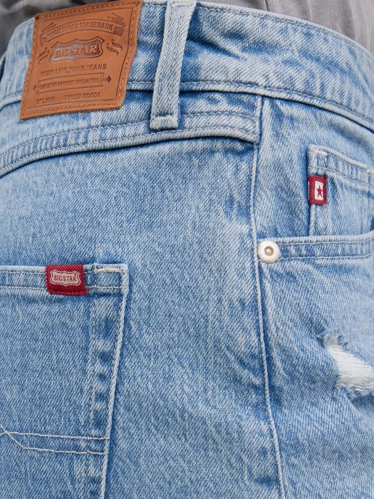 Szorty damskie jeansowe z surowym wykończeniem z kolekcji Authentic niebieskie Authentic Girl 284