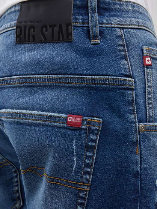 Szorty męskie jeansowe z przetarciami granatowe Conner 407