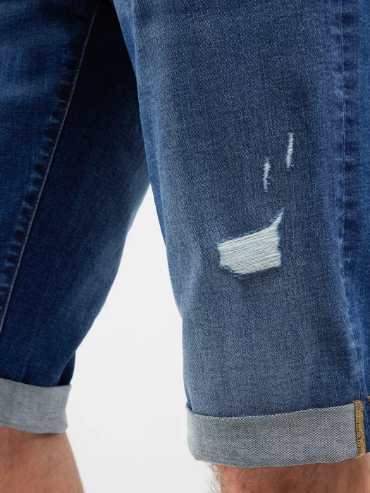 Szorty męskie jeansowe z przetarciami granatowe Conner 407